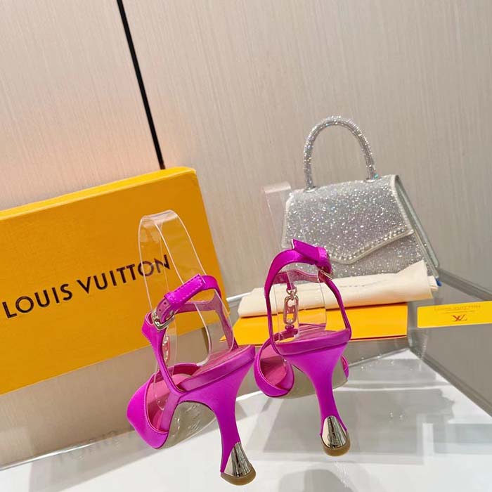 Louis Vuitton Women LV Sparkle Sandal Rose Calfskin Leather Outsole 9.5 CM Heel