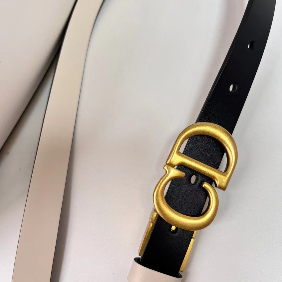 Dior CD Unisex 30 Montaigne Reversible Belt Black Latte Smooth Calfskin 20 MM Width