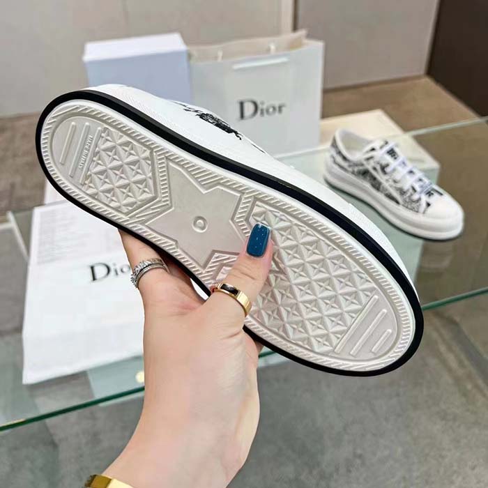 Dior CD Unisex Walk’n’Dior Sneaker White Black Cotton Embroidered Plan De Paris