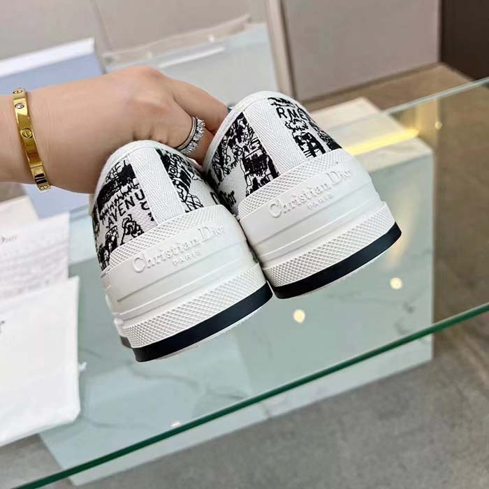 Dior CD Unisex Walk’n’Dior Sneaker White Black Cotton Embroidered Plan De Paris