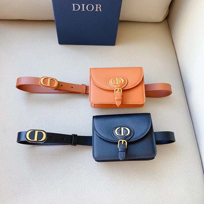 Dior CD Women Dior Bobby Belt Removable Pouch Black Smooth Calfskin 20 MM Width