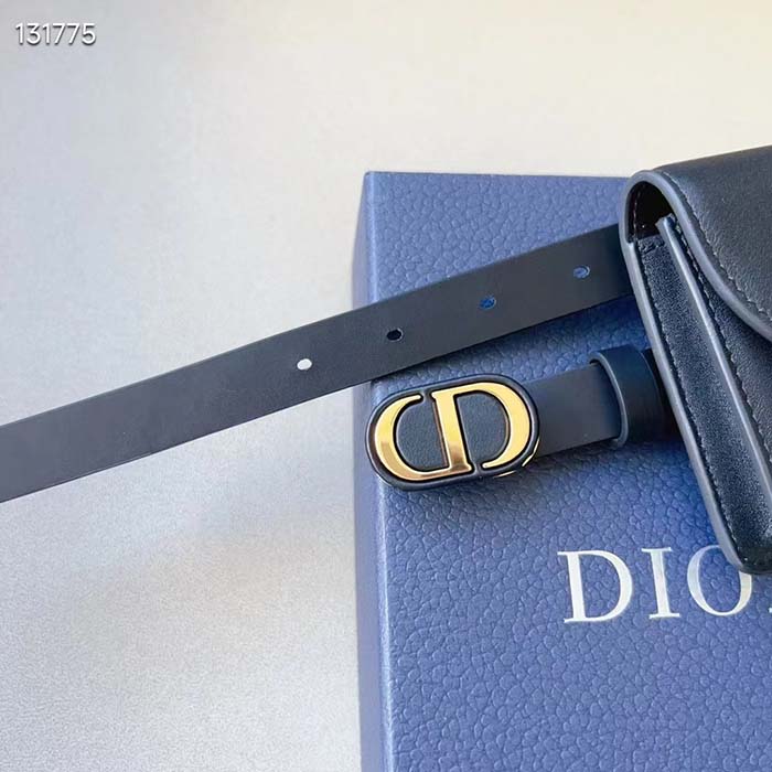 Dior CD Women Dior Bobby Belt Removable Pouch Black Smooth Calfskin 20 MM Width