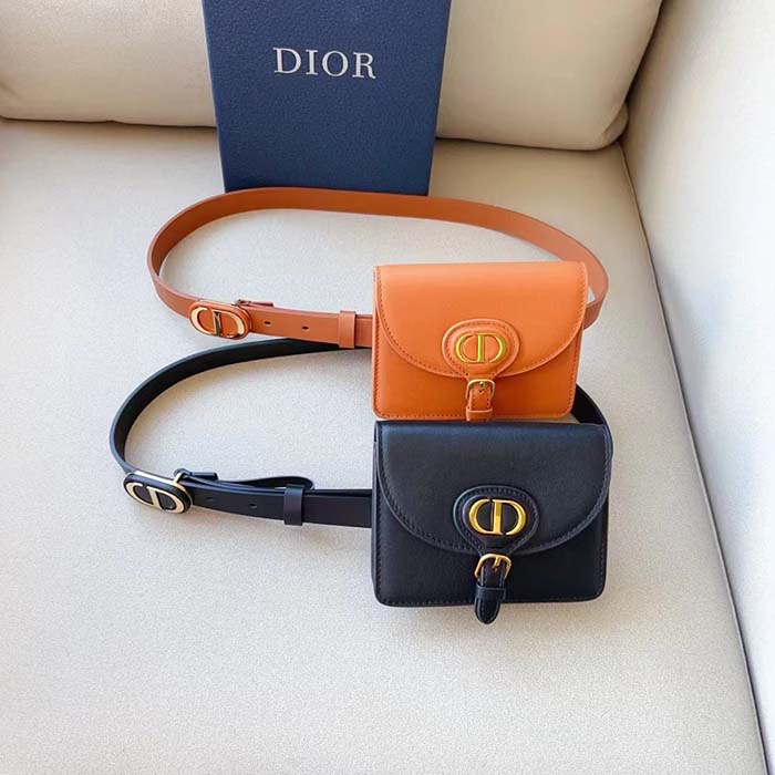 Dior CD Women Dior Bobby Belt Removable Pouch Black Smooth Calfskin 20 MM Width