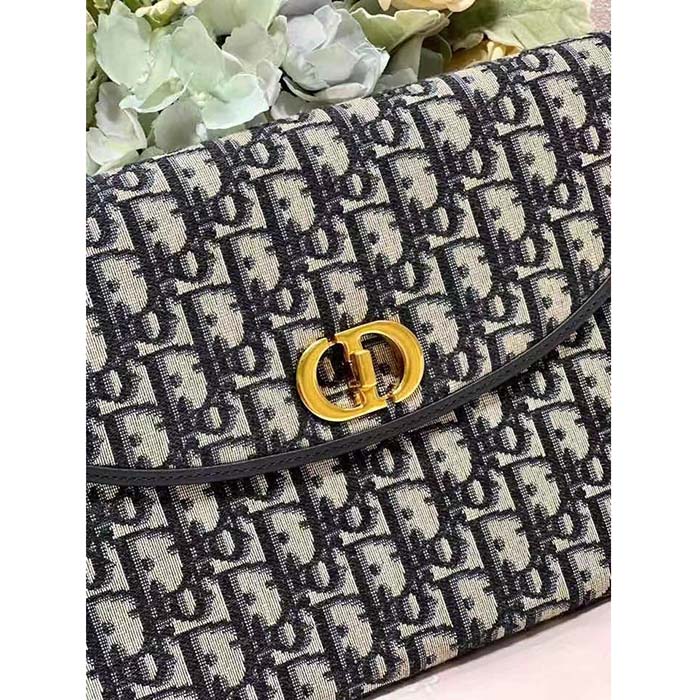 Dior Unisex CD 30 Montaigne Avenue Pouch Flap Blue Dior Oblique Jacquard