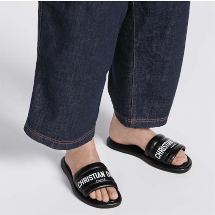 Dior Unisex CD Every-D Slide Black Embossed Lambskin