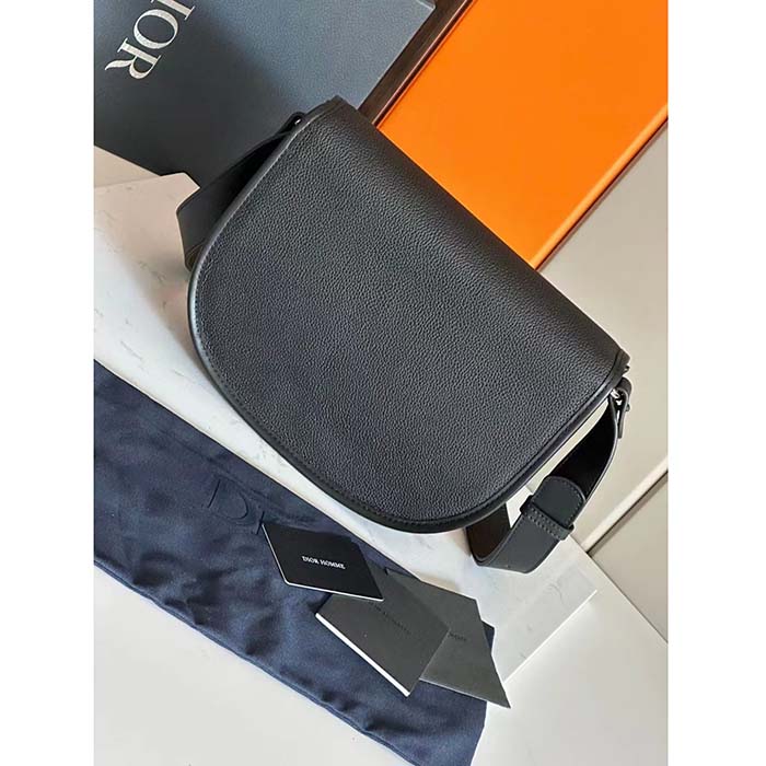 Dior Unisex CD Gallop Bag Strap Black Grained Calfskin