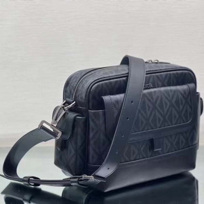 dior unisex hit the road bag messenger pouch black cd Di*m*nd canvas smooth calfskin