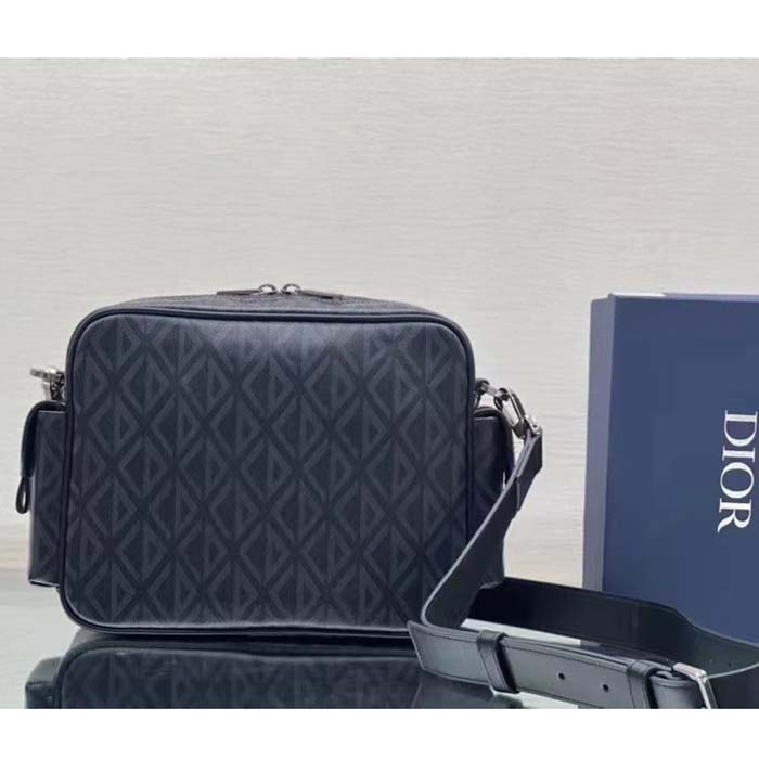 dior unisex hit the road bag messenger pouch black cd Di*m*nd canvas smooth calfskin