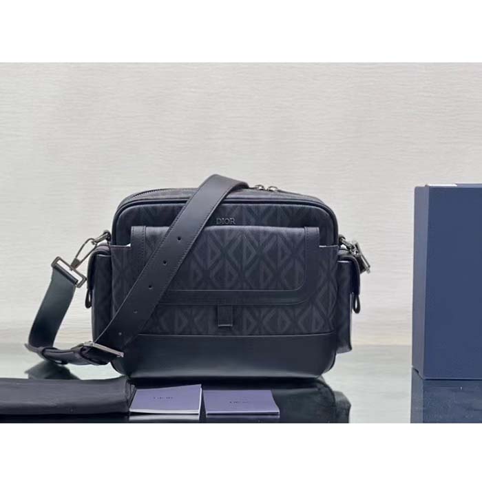 dior unisex hit the road bag messenger pouch black cd Di*m*nd canvas smooth calfskin