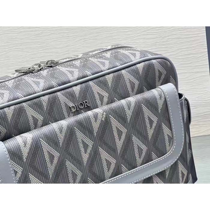 dior unisex hit the road bag messenger pouch gray cd Di*m*nd canvas smooth calfskin