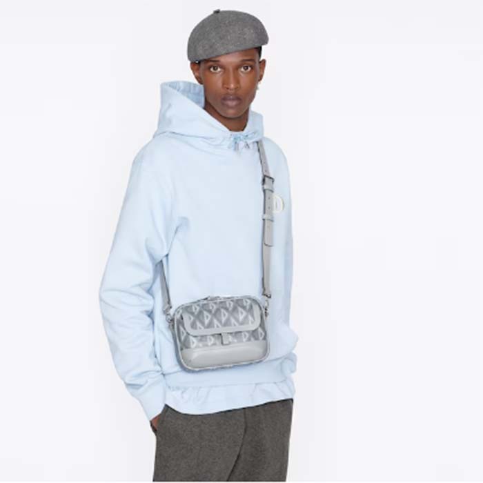 dior unisex hit the road bag messenger pouch gray cd Di*m*nd canvas smooth calfskin