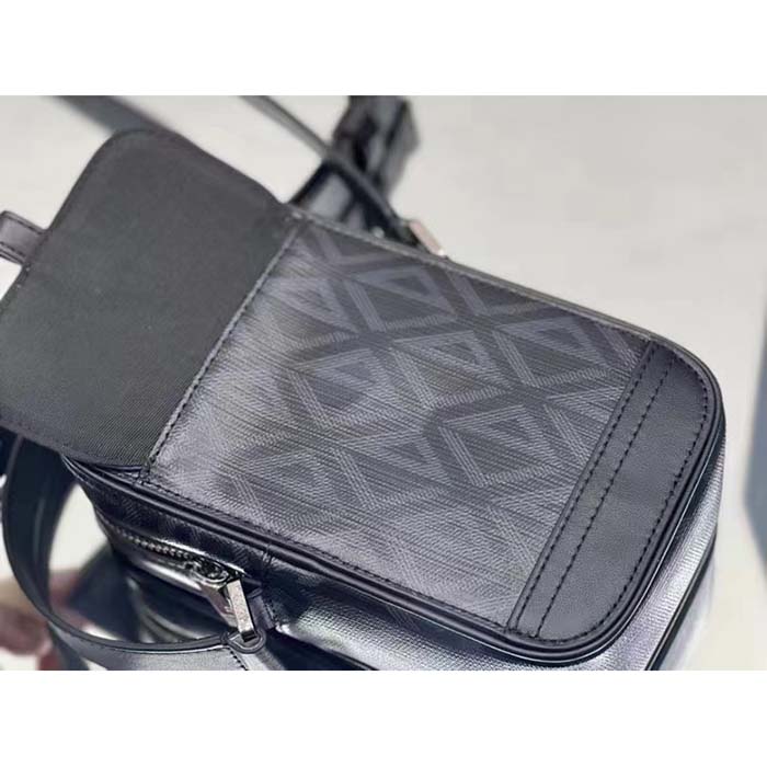 dior unisex hit the road vertical pouch black cd Di*m*nd canvas