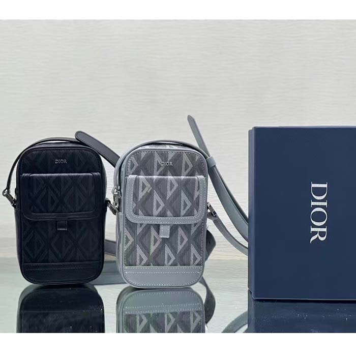 dior unisex hit the road vertical pouch dior gray cd Di*m*nd canvas
