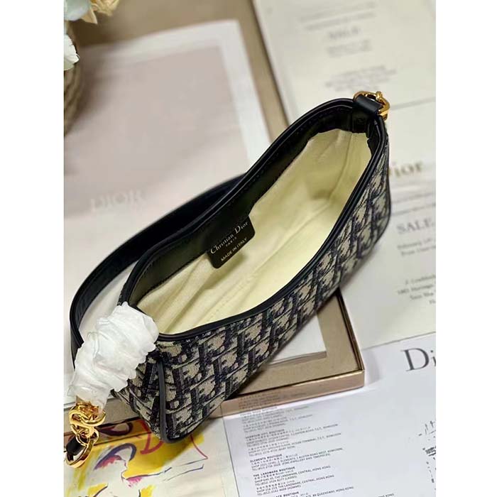Dior Women CD 30 Montaigne Avenue Mini Bag Blue Dior Oblique Jacquard