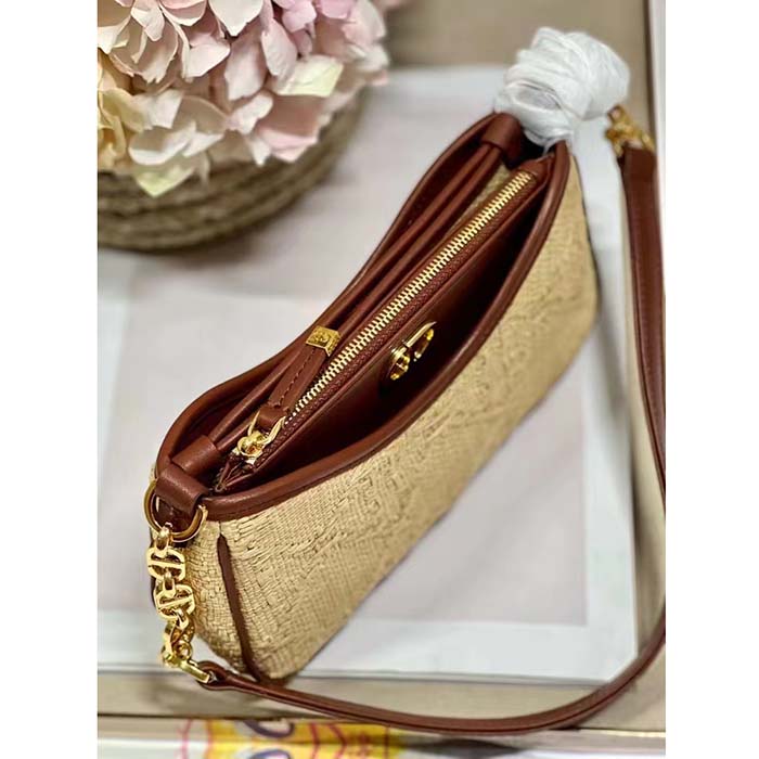 Dior Women CD 30 Montaigne Hobo Avenue Mini Bag Natural Cannage Raffia