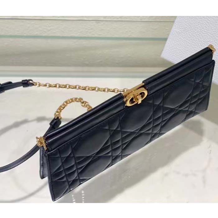 Dior Women CD Dior Caro Colle Noire Clutch Chain Black Cannage Lambskin