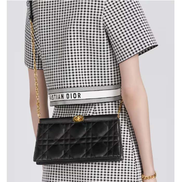 Dior Women CD Dior Caro Colle Noire Clutch Chain Black Cannage Lambskin