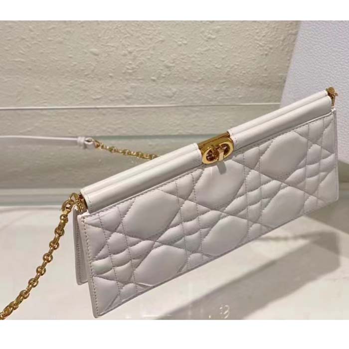 Dior Women CD Dior Caro Colle Noire Clutch Chain Latte Cannage Lambskin