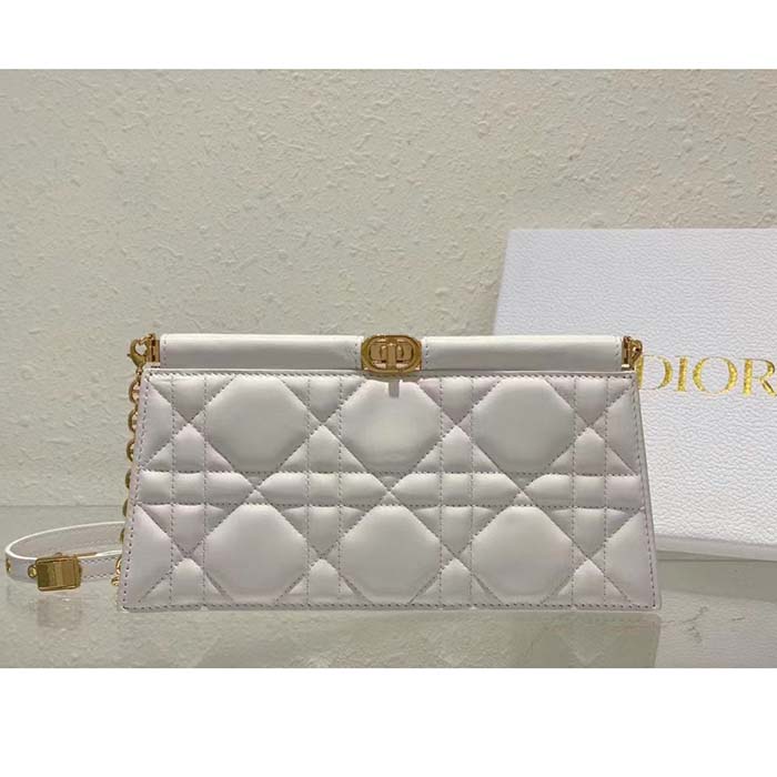 Dior Women CD Dior Caro Colle Noire Clutch Chain Latte Cannage Lambskin
