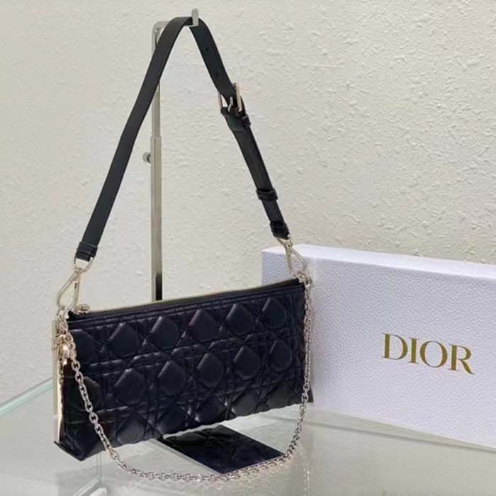 Dior Women CD Dior Club Bag Black Cannage Lambskin