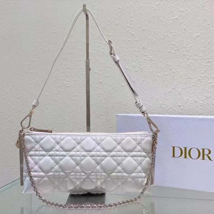 Dior Women CD Dior Club Bag Dusty Ivory Cannage Lambskin