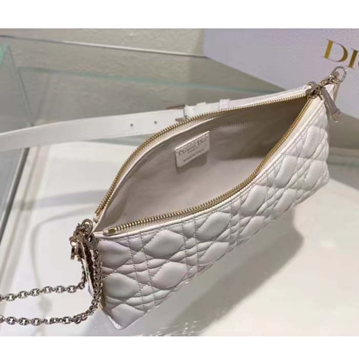 Dior Women CD Dior Club Bag Dusty Ivory Cannage Lambskin