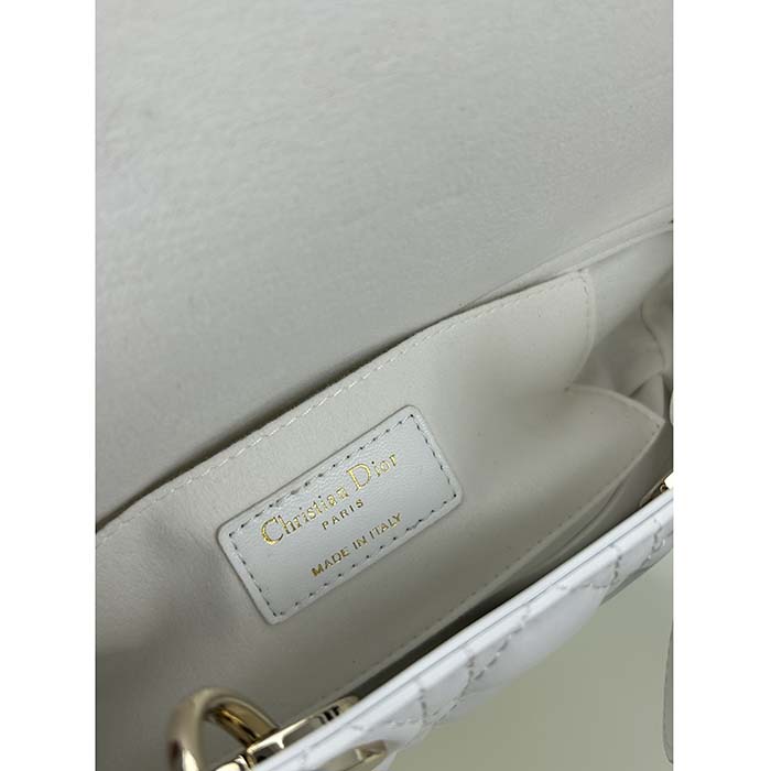 Dior Women CD Medium D-Joy Bag Latte Cannage Lambskin