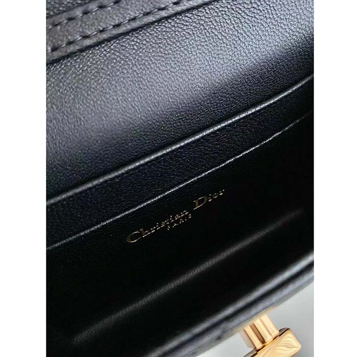 Dior Women CD Miss Caro Micro Bag Black Macrocannage Lambskin