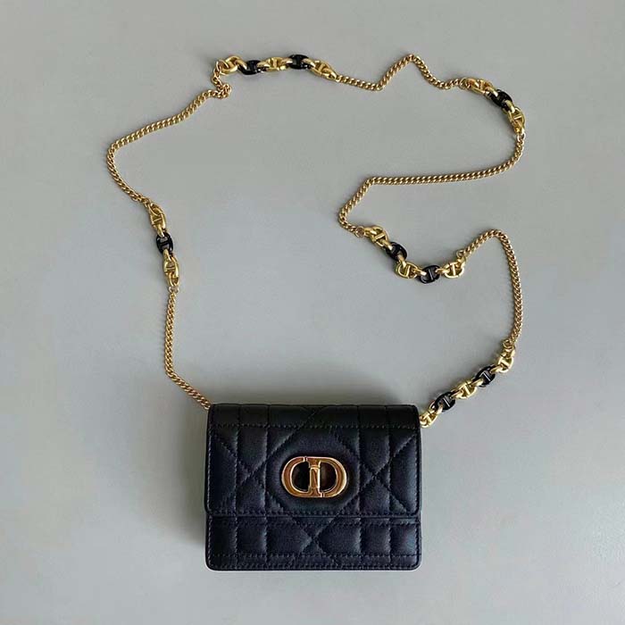 Dior Women CD Miss Caro Micro Bag Black Macrocannage Lambskin
