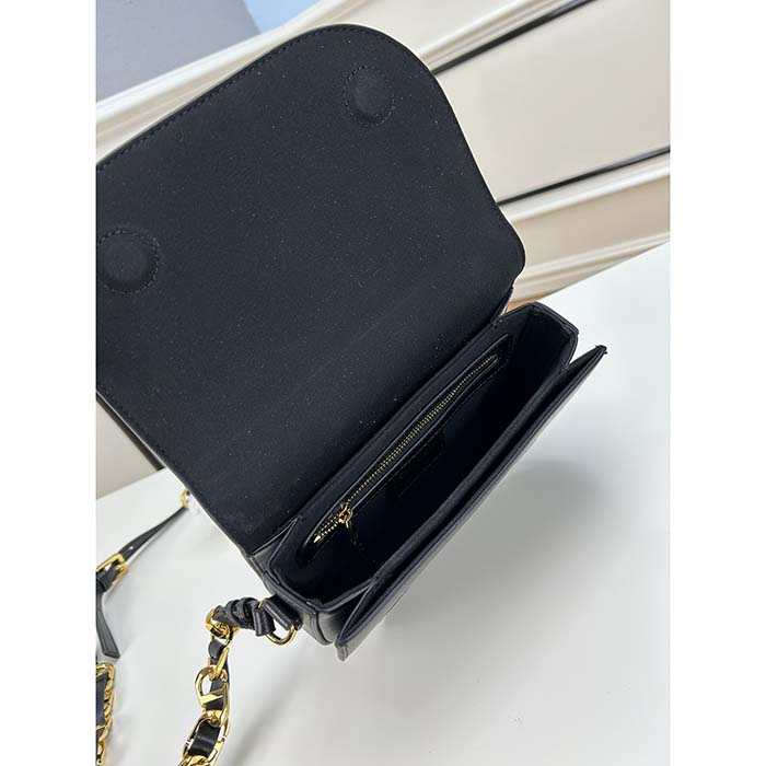 Dior Women CD Signature Bag Strap Black CD-Embossed Box Calfskin