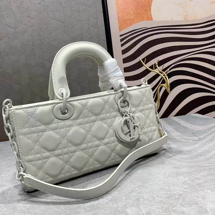 Dior Women CD Small Lady D-Joy Bag Latte Cannage Lambskin