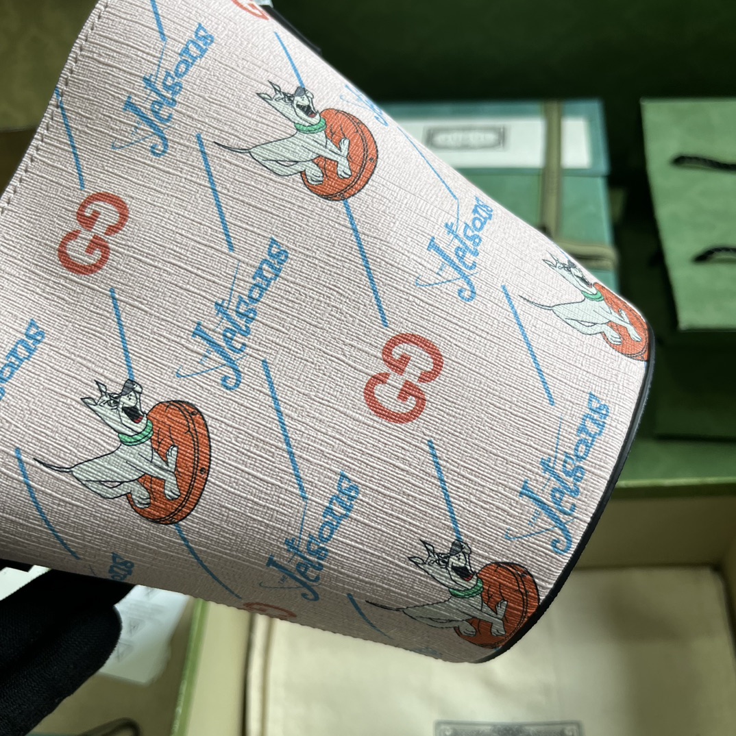 G*u*i children’s printed bucket bag gg the jetsons print pink supreme canvas