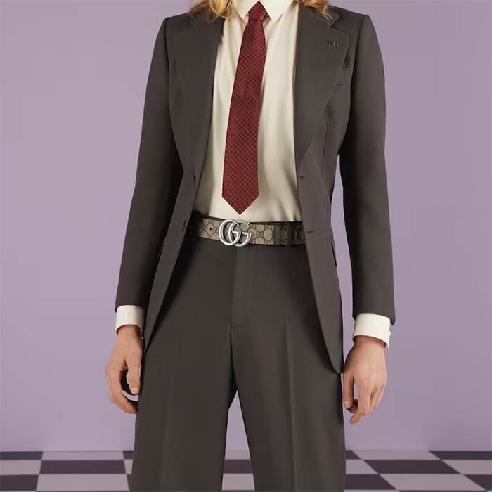 G*u*i gg unisex marmont reversible belt beige ebony supreme canvas 3.8 cm width