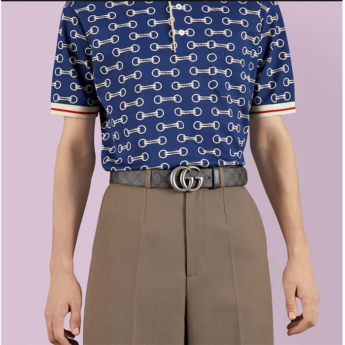 G*u*i gg unisex marmont reversible belt grey black supreme canvas 3.8 cm width