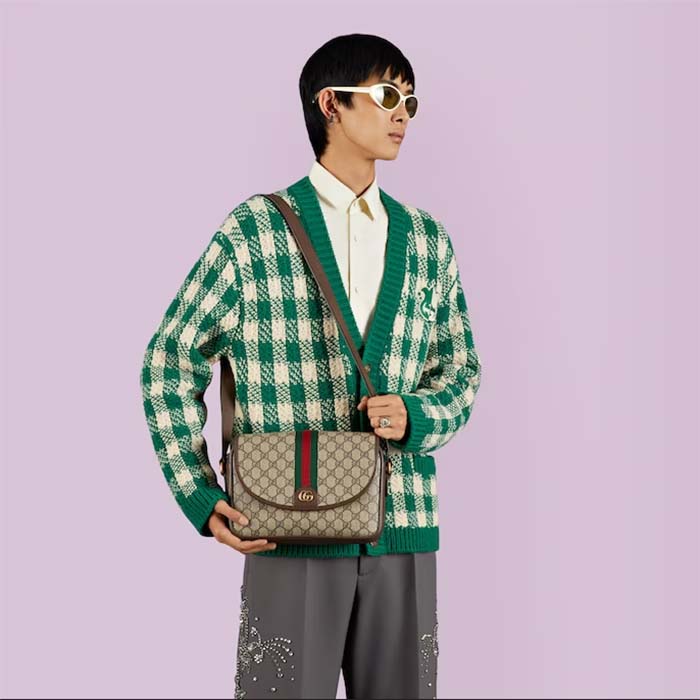 G*u*i gg unisex ophidia messenger bag beige ebony gg supreme canvas double g