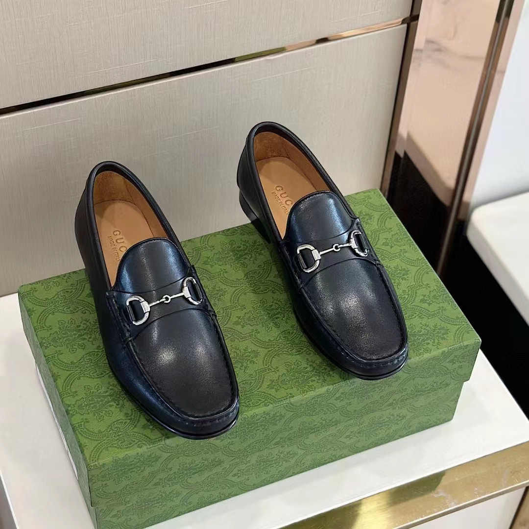 G*u*i men gg 1953 horsebit loafer black leather flat 1.3 cm heel