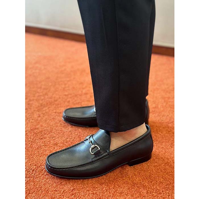 G*u*i men gg 1953 horsebit loafer black leather flat 1.3 cm heel