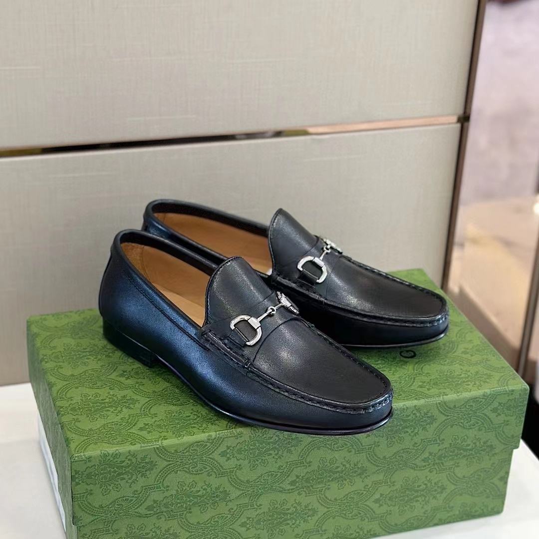 G*u*i men gg 1953 horsebit loafer black leather flat 1.3 cm heel