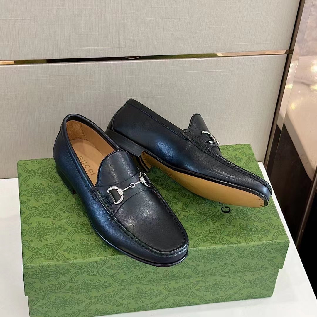 G*u*i men gg 1953 horsebit loafer black leather flat 1.3 cm heel