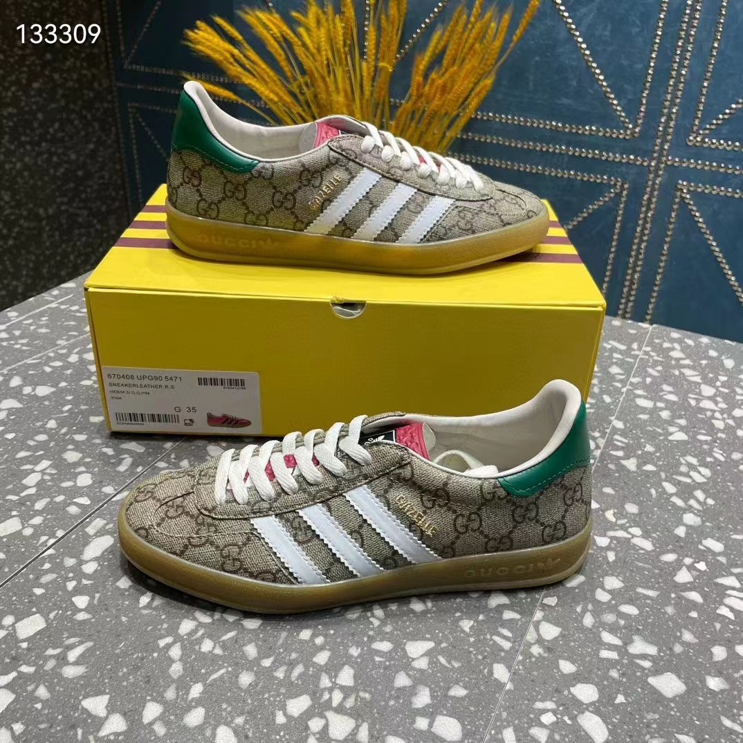 G*u*i unisex adidas x G*u*i gazelle sneaker beige ebony gg supreme canvas low heel