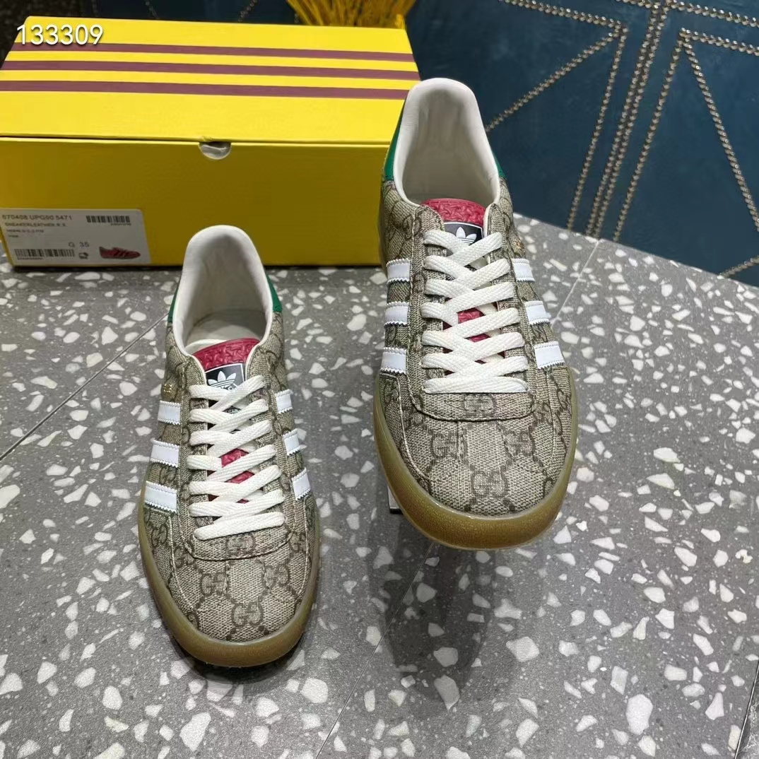 G*u*i unisex adidas x G*u*i gazelle sneaker beige ebony gg supreme canvas low heel