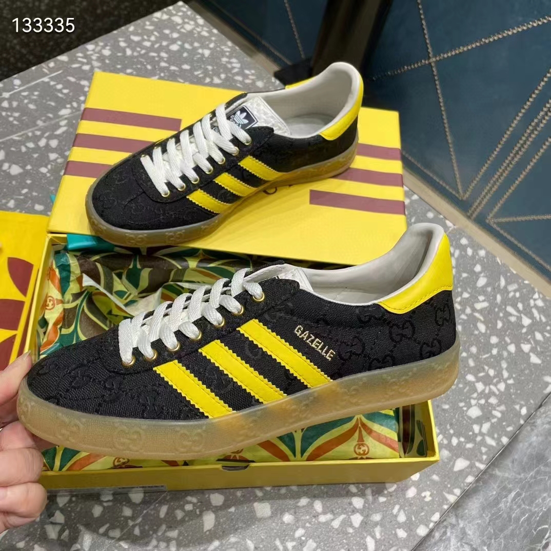 G*u*i unisex adidas x G*u*i gazelle sneaker black original gg canvas rubber low 3 cm heel