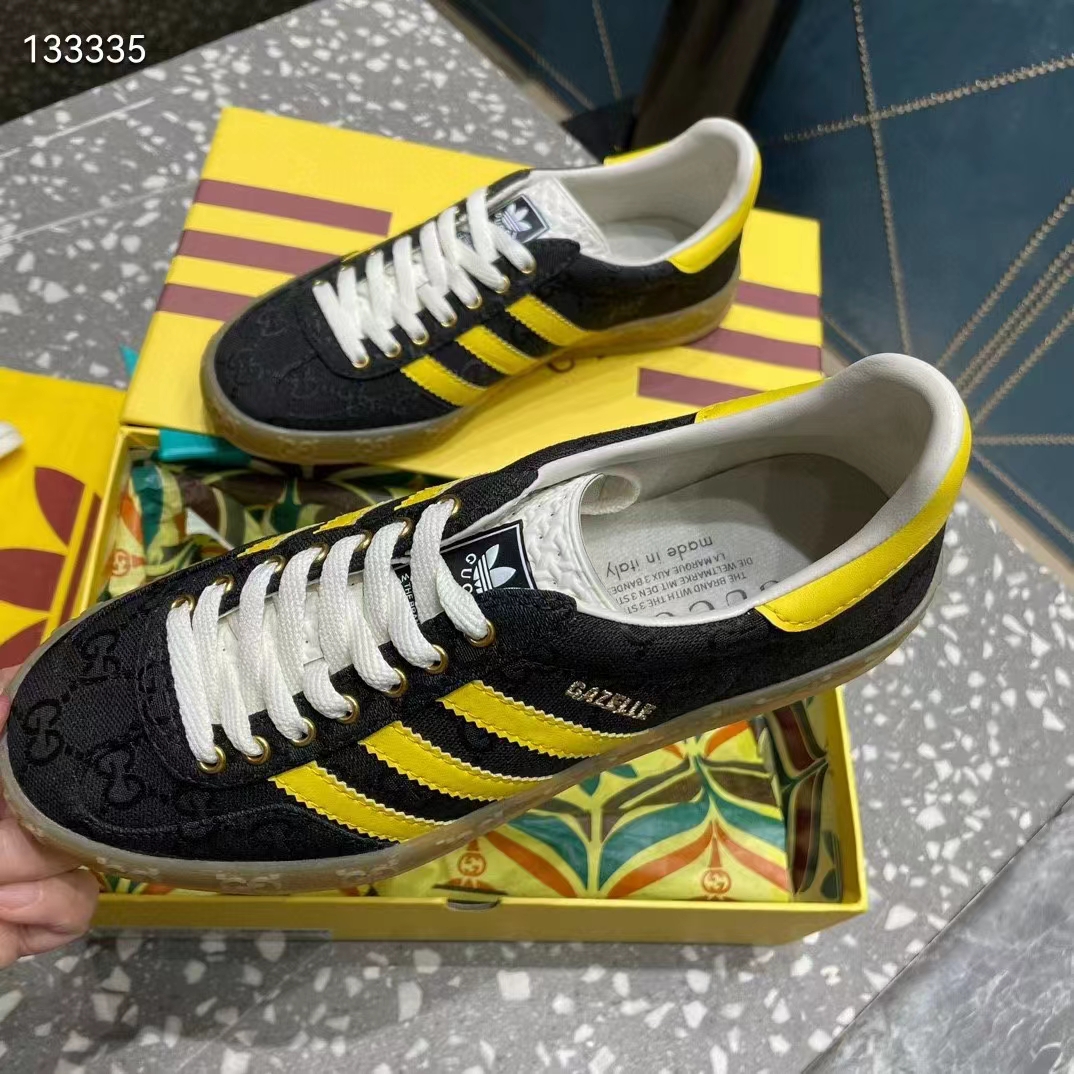 G*u*i unisex adidas x G*u*i gazelle sneaker black original gg canvas rubber low 3 cm heel