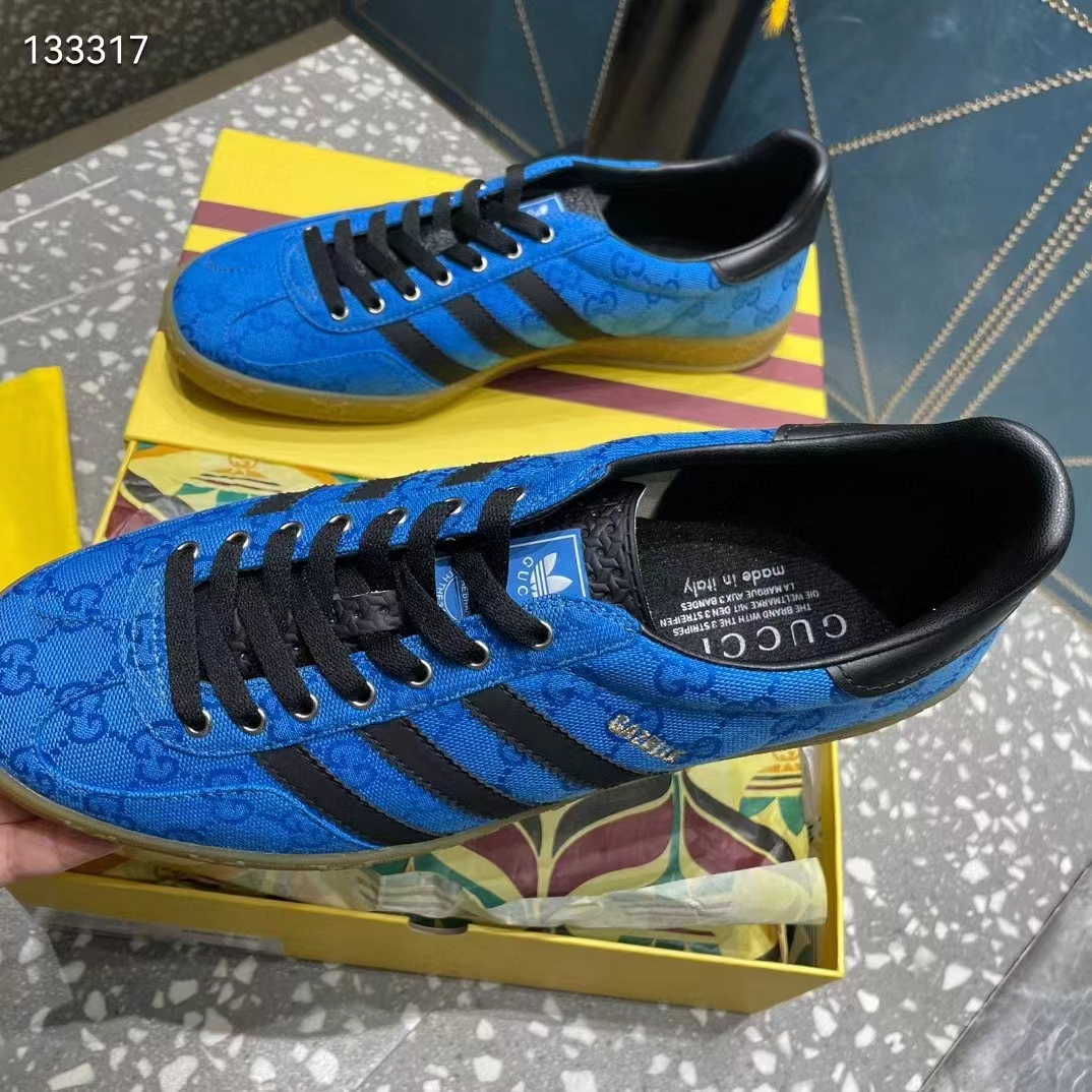 G*u*i unisex adidas x G*u*i gazelle sneaker blue original gg canvas rubber low 3 cm heel