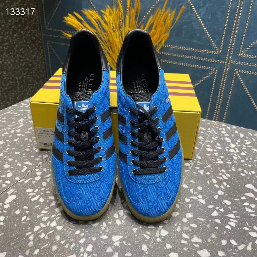 G*u*i unisex adidas x G*u*i gazelle sneaker blue original gg canvas rubber low 3 cm heel