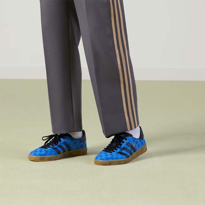 G*u*i unisex adidas x G*u*i gazelle sneaker blue original gg canvas rubber low 3 cm heel