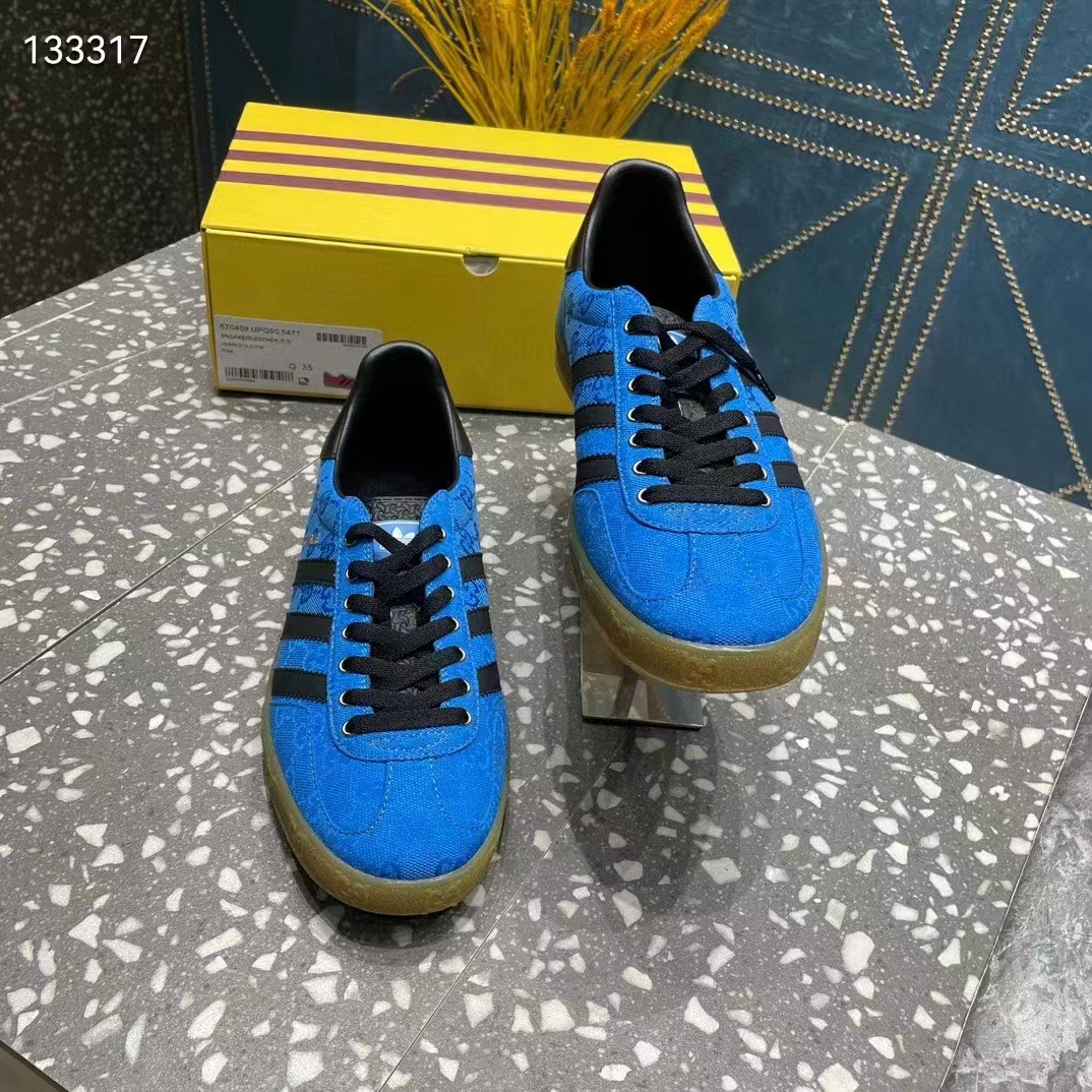 G*u*i unisex adidas x G*u*i gazelle sneaker blue original gg canvas rubber low 3 cm heel