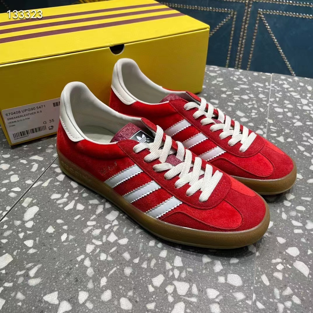 G*u*i unisex adidas x G*u*i gazelle sneaker red original gg canvas rubber low 3 cm heel