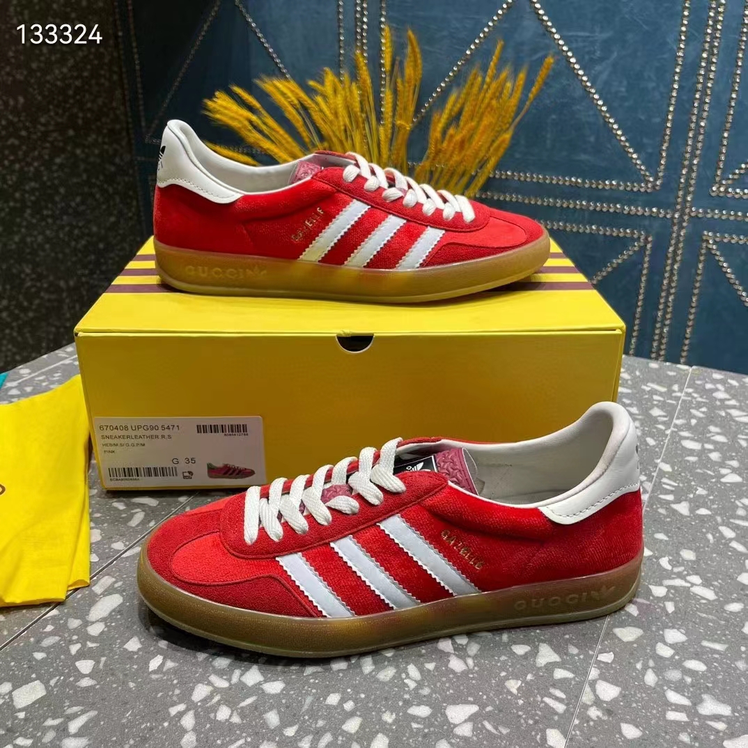 G*u*i unisex adidas x G*u*i gazelle sneaker red original gg canvas rubber low 3 cm heel