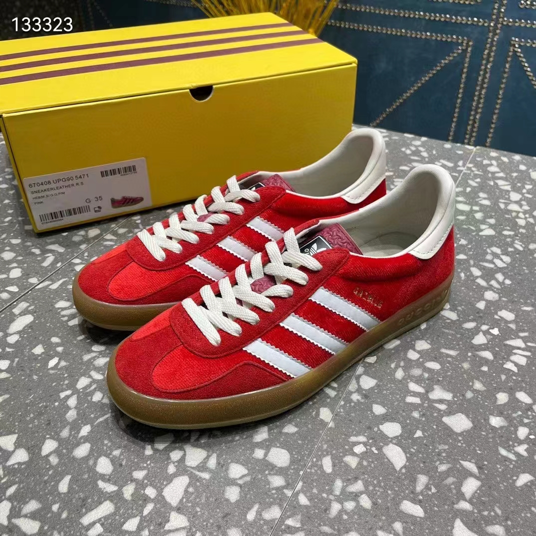 G*u*i unisex adidas x G*u*i gazelle sneaker red original gg canvas rubber low 3 cm heel